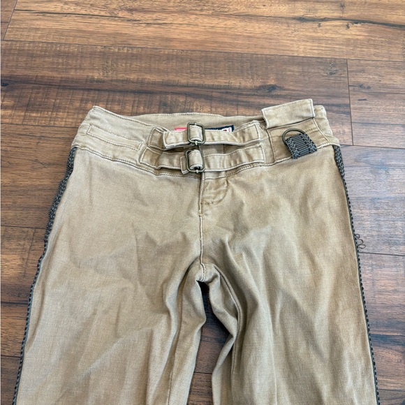 Vanilla Star Low Rise Khaki Pants Size 00 Y2K Cinched Cuffs Buckle - Picture 3 of 8